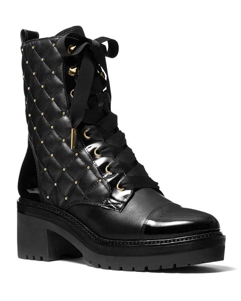 michael kors tilda black|Tilda Quilted Leather Combat Boot .